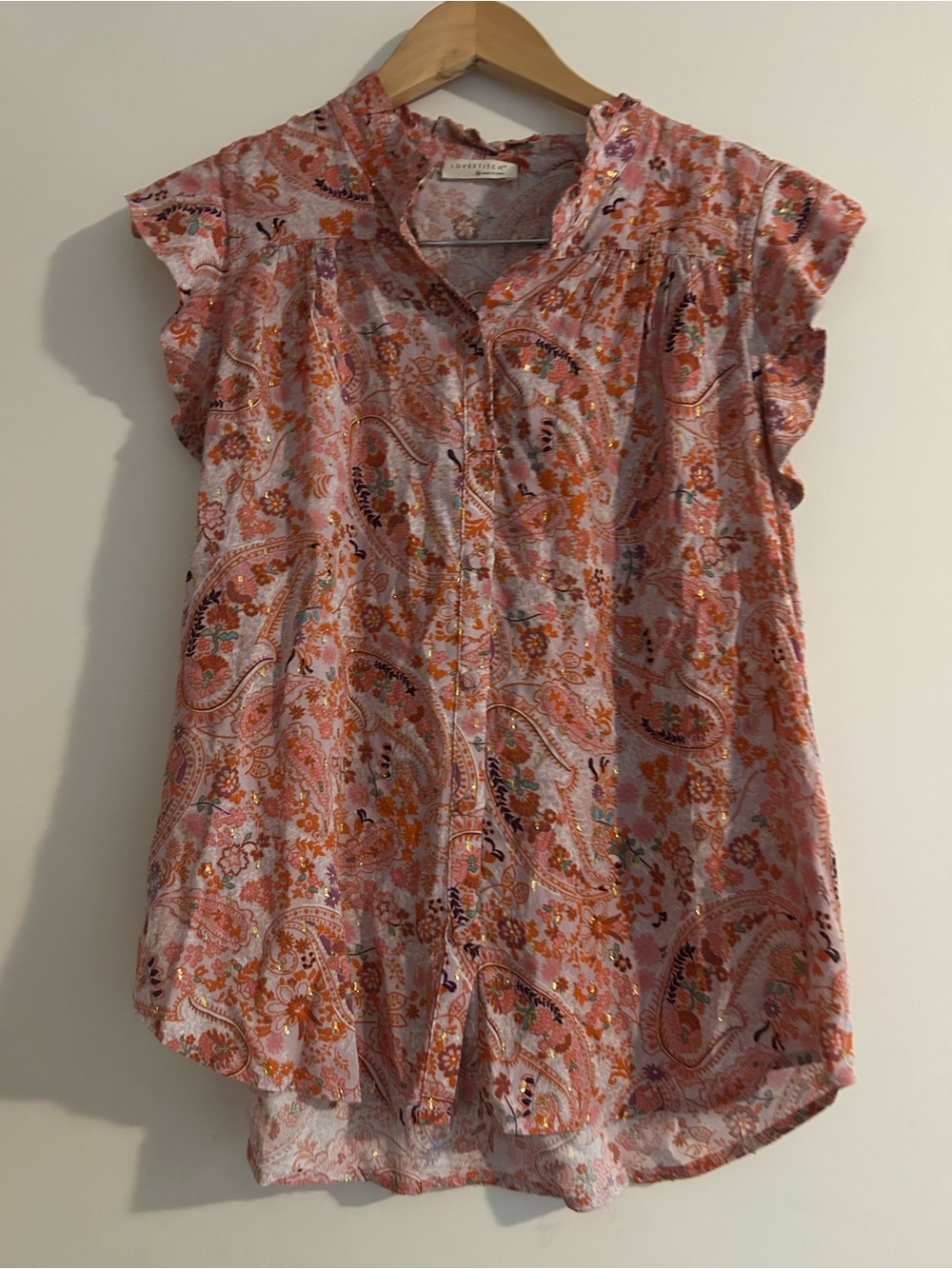 lovestitch Pink Paisley Cap-Sleeve Blouse